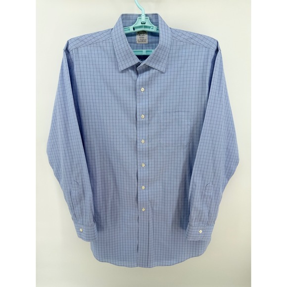 Brooks Brothers Other - Brooks Brothers Regent Fit Non-Iron Shirt Mens 17.5 35 Blue Check Supima Cotton